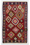 167x280 cm Çok Renkli Eski Kilim, Düz Dokuma Yün Kilim
