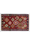 167x280 cm Çok Renkli Eski Kilim, Düz Dokuma Yün Kilim