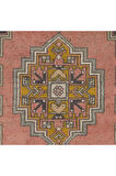 116x215 cm Yumuşak Renklerde Geometrik Tasarımlı Eski El Düğümlü Yün Türk Alan Halısı