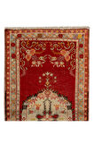 83x175 cm Kırmızı ve Bej Orta Yüzyıldan El Yapımı Eski Halı