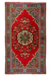 180x293 cm Çiçek Madalyon Desenli, 20. Yüzyıl Ortası El Yapımı Anadolu Halısı