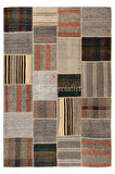 177x255 cm El Yapımı Patchwork Kilim, Dekoratif Düz Dokuma Kilim