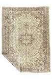 170x233 cm Eski El Yapımı, Madalyon Desenli Oda Ölçüsünde Halı, Güneşte Soldurulmuş Uşak Yün Halı