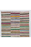 190x345 cm Çok Renkli Eski El Dokuması Kilim, %100 Pamuk, Geleneksel Çaput Kilim