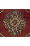 156x310 cm El Dokuması Köy'de Yapılmış Eski Halı. %100 Yün. Kırmızı, Gri, Bej