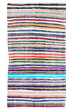 145x264 cm Eski Çizgili Pamuklu Kilim. Düz Dokuma Çaput Halı, Çok Renkli Kilim