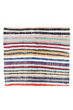 145x264 cm Eski Çizgili Pamuklu Kilim. Düz Dokuma Çaput Halı, Çok Renkli Kilim