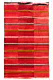 152x255 cm Canlı Kırmızı Renkte El Dokuması Çizgili Kilim. Geleneksel Halı Kilim
