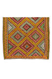 185x324 cm Göz kamaştırıcı Eski Kilim. Düz Dokuma Kilim. Kırmızı, Sarı, Yeşil, Gri Renklerde Kilim
