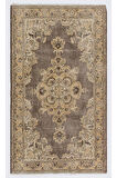 120x205 cm Eski Türk Halısı. El Yapımı Yün Halı. Bej, kahverengi, yumuşak kum sarısı renkler