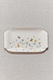 Petite Fleur Porselen Dikdörtgen Servis Tabağı Sarı / Beyaz 25 cm