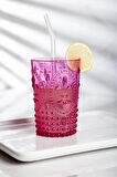 Akrilik Pembe 6'lı Kısa Bardak & Su Meşrubat Kahve Yanı Bardağı 400 ml ( Cam Değildir )