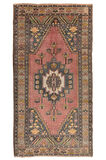 137x255 cm Eski El Yapımı Köy Halısı, Yaklaşık 1960, Ev ve Ofis için Yün Halı