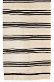 133x420 cm Krem ve Siyah Renklerinde Eski Çizgi Desenli Yolluk Kilim. %100 Yün. Çift Yönlü Kilim