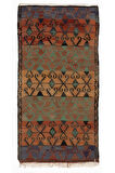 105x187 cm Geometrik Tasarımlı Eski Yolluk Kilim. Düz Dokuma Mutfak Kilimi. Koridor Kilimi %100 Yün