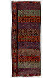 158x400 cm Nadir Bulunan Eski El Dokuması Kilim, Dekoratif Yolluk kilim, Çok Renkli