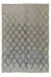 237x305 cm Gri Renkli Elmas Desenli Tiftik Tulu Kilim Halı, Modern Yün Zemin Örtüsü