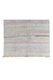 210x335 cm Yumuşak Renklerde Pamuklu Çizgi Desenli Eski El Dokuması Kilim