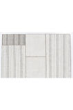 255x313 cm Beyaz Çizgili Gri Eski El Dokuma Türk Keçi Kılı ve Pamuklu Kilim Halı
