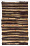 194x301 cm Çizgi Desenli El Dokuması Eski Kilim. %100 Doğal Yün