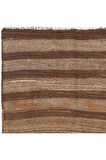 173x230 cm Kahverengi, Gri, Turuncu renkli Eski El Dokuma Kilim, Düz Dokuma %100 Yün Kilim