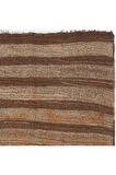 173x230 cm Kahverengi, Gri, Turuncu renkli Eski El Dokuma Kilim, Düz Dokuma %100 Yün Kilim