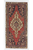 124x256 cm Eski El Yapımı Anadolu Köy Halısı, Geleneksel Yün Oryantal Halı