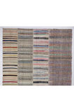 311x515 cm Eski Çizgi Desenli El Dokuması Kilim. Düz Dokuma Çaput Halı. Renkli Kilim