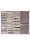 311x515 cm Eski Çizgi Desenli El Dokuması Kilim. Düz Dokuma Çaput Halı. Renkli Kilim
