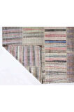 311x515 cm Eski Çizgi Desenli El Dokuması Kilim. Düz Dokuma Çaput Halı. Renkli Kilim
