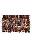122x140 cm Çok Renkli El Dokuması Eski Kilim. Düz Dokuma Halı veya Duvar Askısı