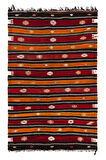 190x296 cm Çok Renkli Çizgili El Dokuması Kilim, Dekoratif Düz Dokuma Kilim, %100 Yün