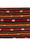 190x296 cm Çok Renkli Çizgili El Dokuması Kilim, Dekoratif Düz Dokuma Kilim, %100 Yün