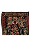 233x382 cm Çiçek Desenli Duvar Askısı. El Dokuma Kilim, %100 Yün ve Doğal Boyalardan Yapıldı