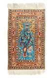 69x112 cm İnce İpek ve Metal İplik Resimli Halı, Muhteşem Türk Duvar Asılı