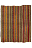 184x217 cm Eski Türk Kilimi, Çizgi Desenli Düz Dokuma Kilim