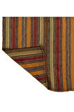 184x217 cm Eski Türk Kilimi, Çizgi Desenli Düz Dokuma Kilim