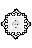 Dekoratif Priz Kenarı Süsü Ahşap Sticker Siyah
