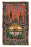 95x164 cm 1960'lı Yıllar El Yapımı Cami Motifli Seccade, Yünlü Orta Anadolu Halısı