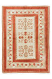 150x203 cm Kırmızı & Krem Renklerinde Modern El Dokuma Yünlü Halı, %100 Yün