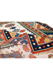 124x170 cm Çok Renkli El Dokuması Halısı, Çağdaş Geometrik Desenli Küçük Halı, %100 Yün