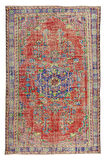 167x254 cm Madalyon Desenli Eski El Düğümlü Halı, El Yapımı Hal, Yün ve Pamuktan Yapıldı
