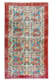 157x268 cm Otantik Çiçek Desenli Eski El Düğümlü Halı, Ofis ve Ev Dekorasyonu için Halı