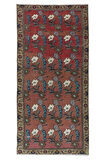 117x255 cm Kırmızı ve Bej Eski El Yapımı Çiçek Desenli Halı