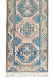 95x323 cm Koridor Dekoru için El Düğümlü Eski Yünlü Yolluk Halı, Geometrik Otantik Koridor Halısı