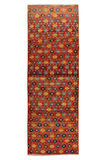 96x279 cm Koridor Dekoru için Çiçek Desenli El Yapımı Eski Yolluk Halı, Antre Hol Halı