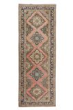144x396 cm Geleneksel El Düğümlü Yünlü Yolluk Halı. Koridor için Eski Geometrik Desenli Halı
