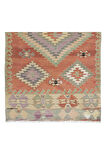 143x264 cm Renkli Geometrik Desenli El Dokuması Kilim, Düz Dokuma Yün Halı