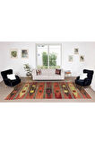 194x426 cm Eski El Dokuma Ethnik Yolluk Kilim. Rustik Düz Dokuma Koridor Kilimi. %100 Yün