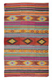 176x283 cm Eski El Dokuması Kilim, %100 Yünden Yapılmış Geometrik ve Çizgi Desenli Kilim Halı